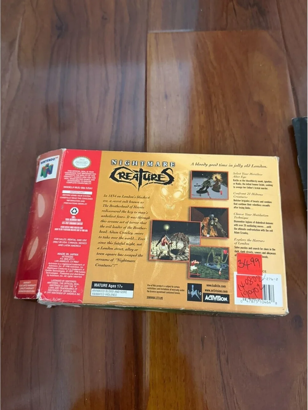 Nightmare Creatures (Nintendo 64, 1998) CIB Box Manual Game Cart, Tested, VG